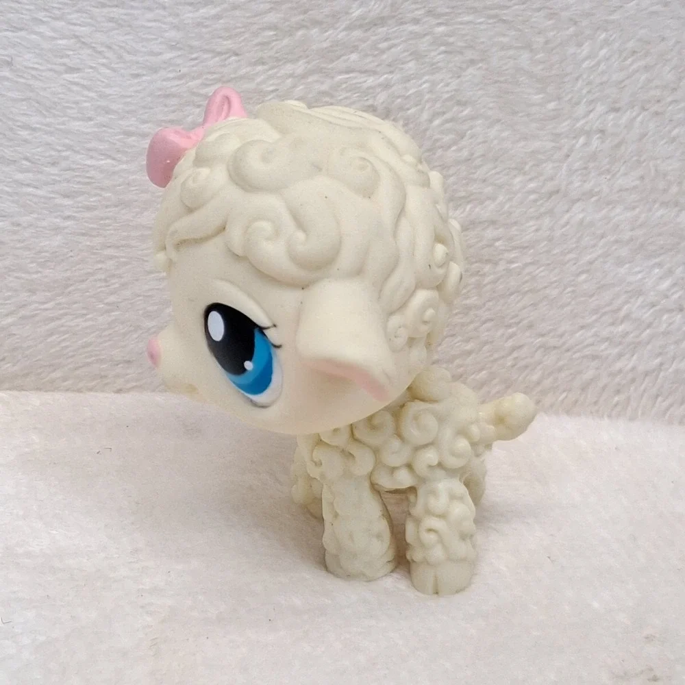 Hasbro Littlest Pet Shop Lamb 186 LPS Pink Bow Played Condition READ